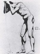 Egon Schiele Standing male nude leaning or a scythe USA oil painting artist